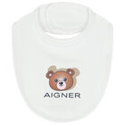 White Logo Baby Bib, 3, hi-res